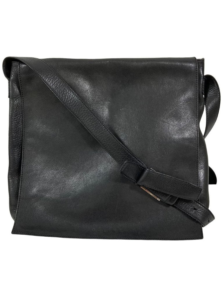 Celine Flap Leather Shoulder Bag Black